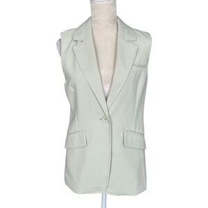 Avec Les Filles Women's Green Sleeveless Blazer Vest  Size S Business Casual